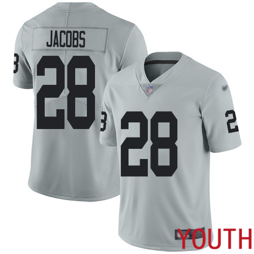 Oakland Raiders Limited Silver Youth Josh Jacobs Jersey NFL Football 28 Inverted Legend Jersey